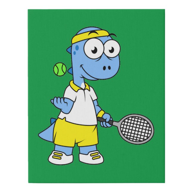 Illustration Of A Tyrannosaurus Rex Tennis Player. Faux Canvas Print (Front)