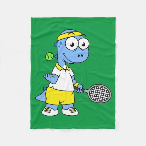 Illustration Of A Tyrannosaurus Rex Tennis Player Fleece Blanket