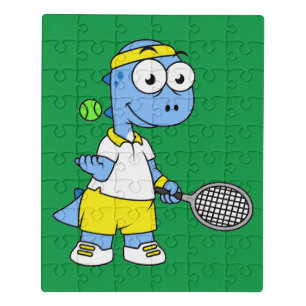 Illustration Of A Tyrannosaurus Rex Tennis Player. Jigsaw Puzzle