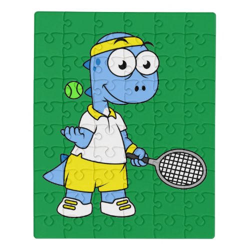 Illustration Of A Tyrannosaurus Rex Tennis Player Jigsaw Puzzle