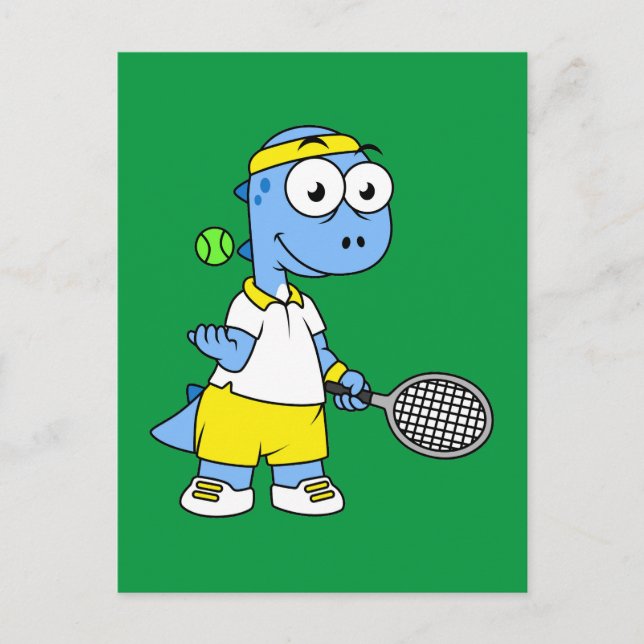 Illustration Of A Tyrannosaurus Rex Tennis Player. Postcard (Front)