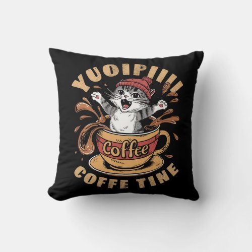 Illustration of an adorable cat wearing a red bean throw pillow