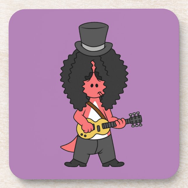 Illustration Of An Allosaurus Dressed As Rock Star Beverage Coaster (Front)