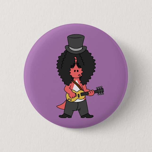 Illustration Of An Allosaurus Dressed As Rock Star Button (Front)