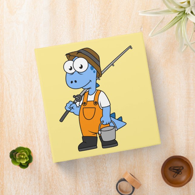 Illustration Of An Allosaurus Fisherman. 3 Ring Binder (In Situ)