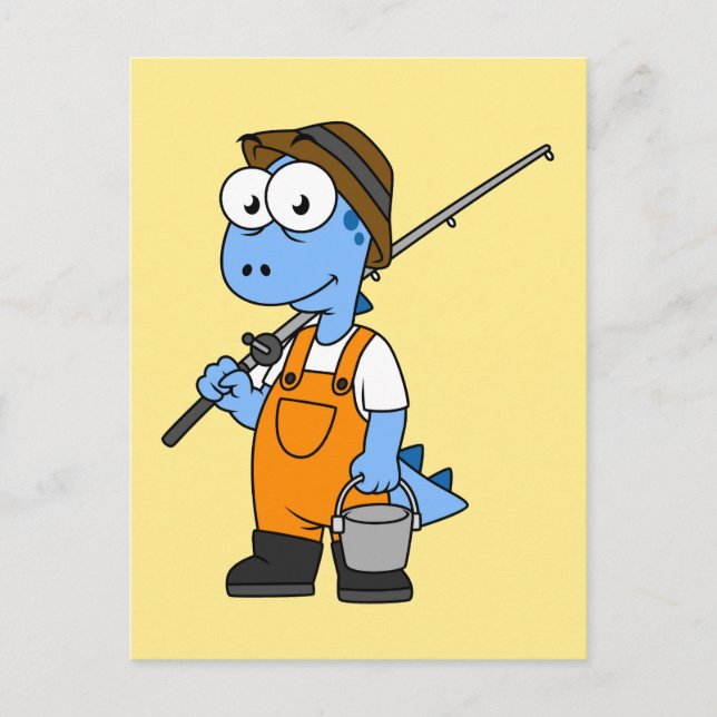 Illustration Of An Allosaurus Fisherman. Postcard (Front)