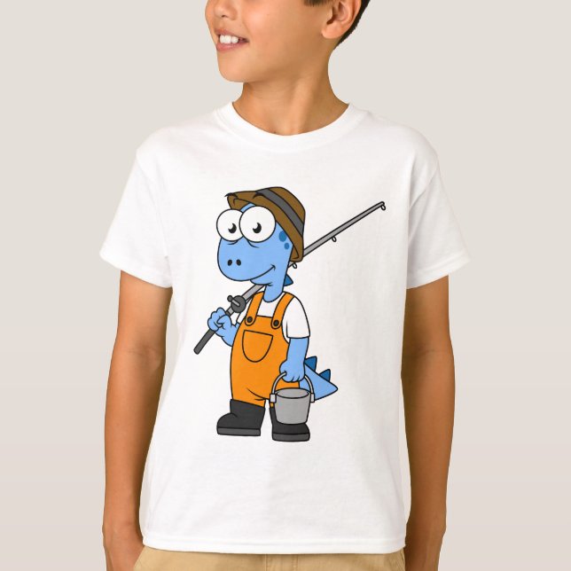 Illustration Of An Allosaurus Fisherman. T-Shirt (Front)