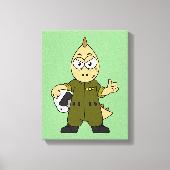 Illustration Of An Allosaurus Jet Pilot. Canvas Print (Front)