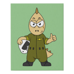 Illustration Of An Allosaurus Jet Pilot. Faux Canvas Print