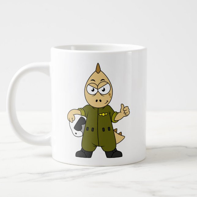 Illustration Of An Allosaurus Jet Pilot. Giant Coffee Mug (Left)