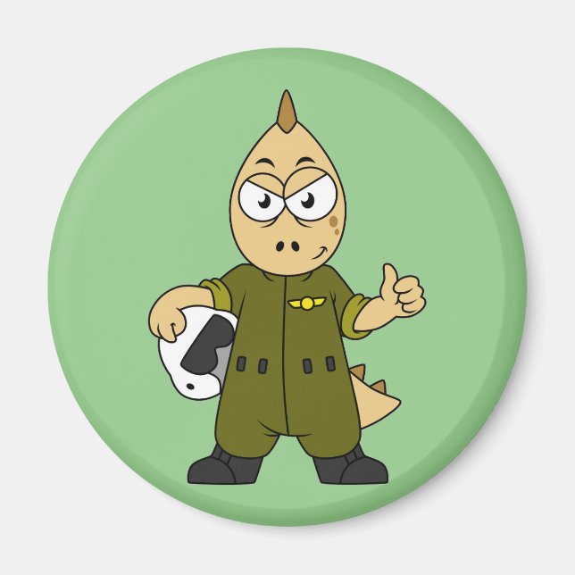 Illustration Of An Allosaurus Jet Pilot. Magnet (Front)