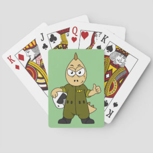 Illustration Of An Allosaurus Jet Pilot. Poker Cards
