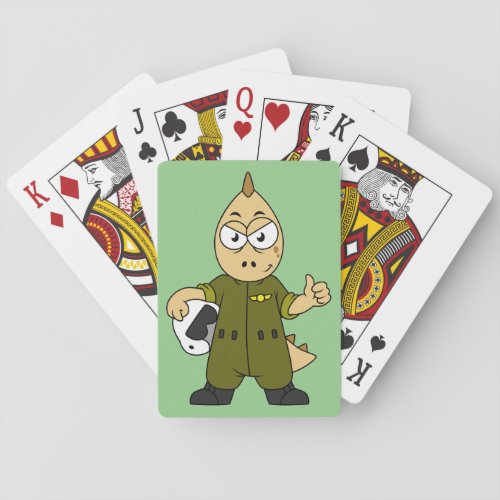 Illustration Of An Allosaurus Jet Pilot Poker Cards