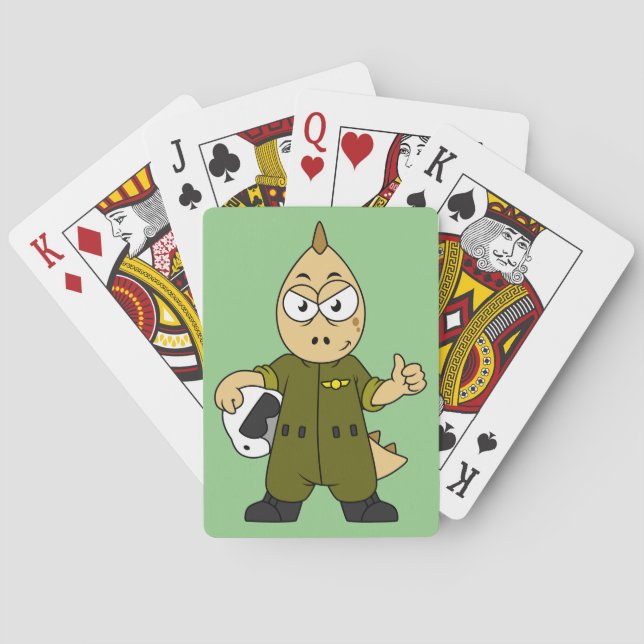 Illustration Of An Allosaurus Jet Pilot. Poker Cards (Back)
