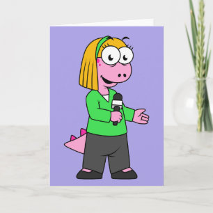 Illustration Of An Allosaurus News Reporter. Card