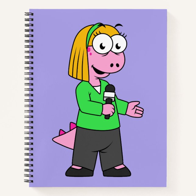 Illustration Of An Allosaurus News Reporter. Notebook (Front)