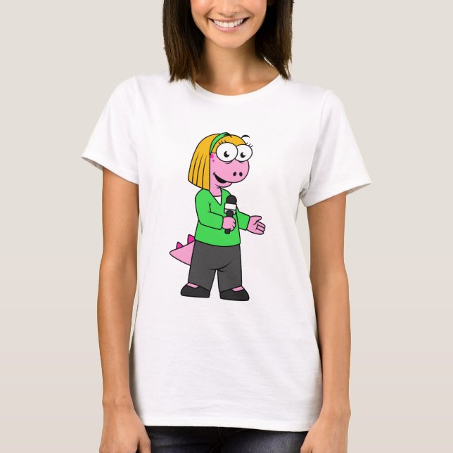 Illustration Of An Allosaurus News Reporter. T-Shirt (Front)