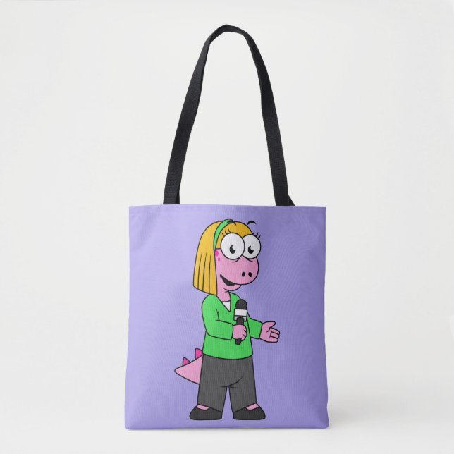 Illustration Of An Allosaurus News Reporter. Tote Bag (Front)