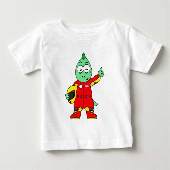 Illustration Of An Allosaurus Race Car Driver. Baby T-Shirt (Front)