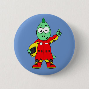 Illustration Of An Allosaurus Race Car Driver. Button