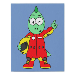 Illustration Of An Allosaurus Race Car Driver. Faux Canvas Print