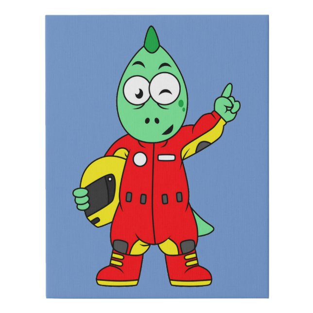 Illustration Of An Allosaurus Race Car Driver. Faux Canvas Print (Front)