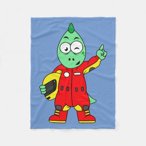 Illustration Of An Allosaurus Race Car Driver Fleece Blanket