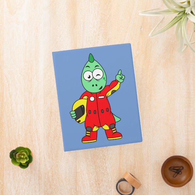 Illustration Of An Allosaurus Race Car Driver. Mini Binder (InSitu)