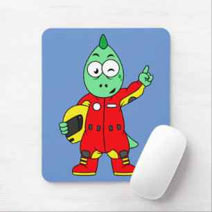 Illustration Of An Allosaurus Race Car Driver. Mouse Pad