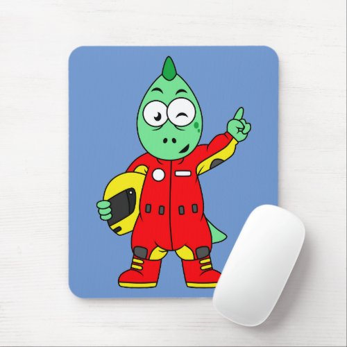 Illustration Of An Allosaurus Race Car Driver Mouse Pad