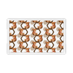 illustration of an array of teddy bear on white acrylic tray