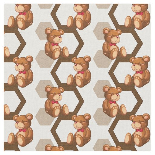 illustration of an array of teddy bear on white fabric