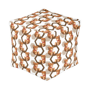 illustration of an array of teddy bear on white pouf