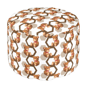 illustration of an array of teddy bear on white pouf