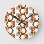 illustration of an array of teddy bear on white round clock