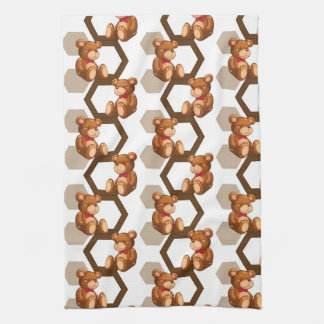illustration of an array of teddy bear on white towel