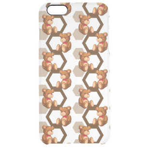 illustration of an array of teddy bear on white clear iPhone 6 plus case