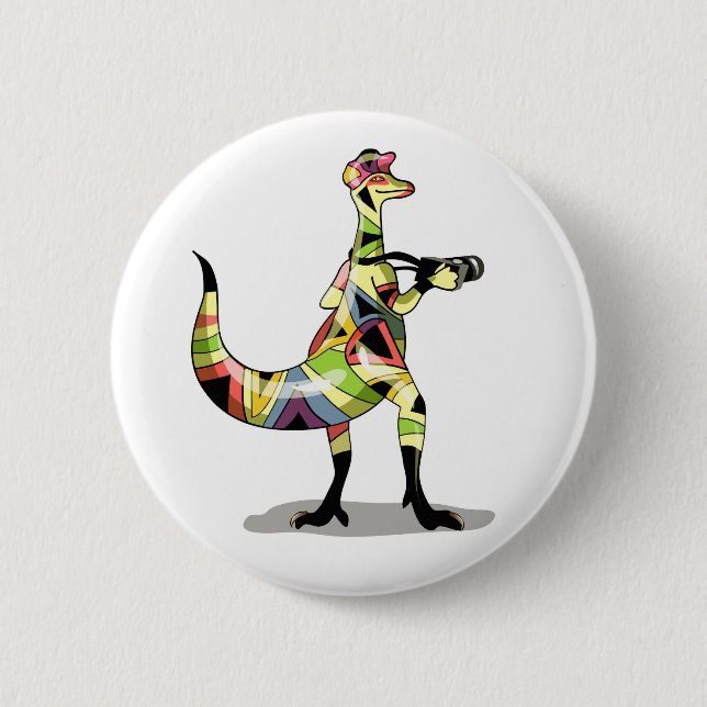 Illustration Of An Iguanodon Photographer. Button (Front)