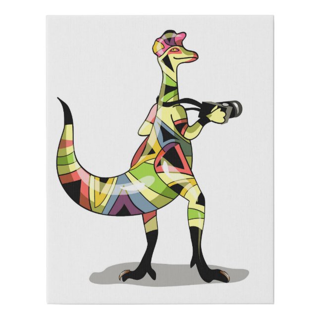 Illustration Of An Iguanodon Photographer. Faux Canvas Print (Front)