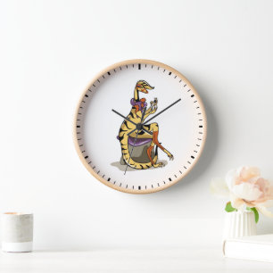 Illustration Of An Iguanodon Polishing Her Nails. Clock