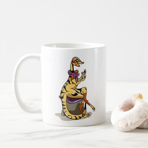Illustration Of An Iguanodon Polishing Her Nails Coffee Mug