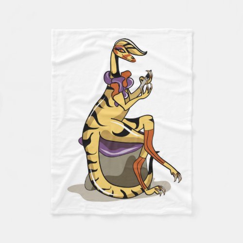 Illustration Of An Iguanodon Polishing Her Nails Fleece Blanket