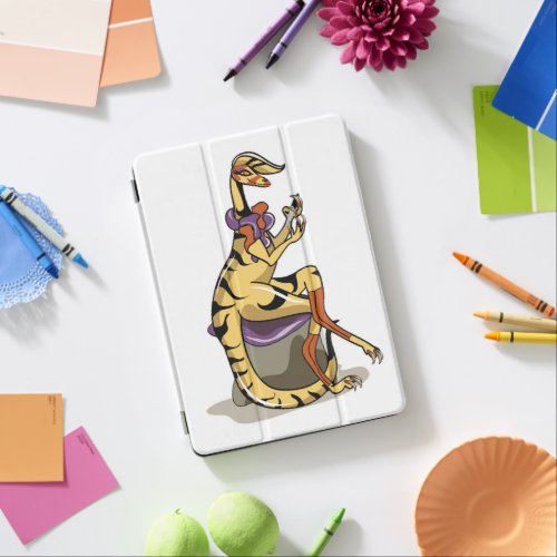 Illustration Of An Iguanodon Polishing Her Nails iPad Air Cover