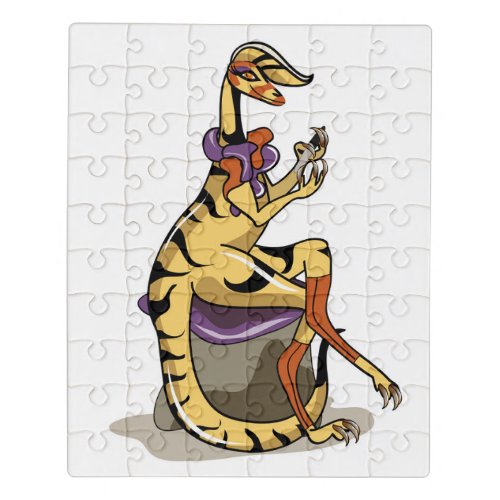 Illustration Of An Iguanodon Polishing Her Nails Jigsaw Puzzle