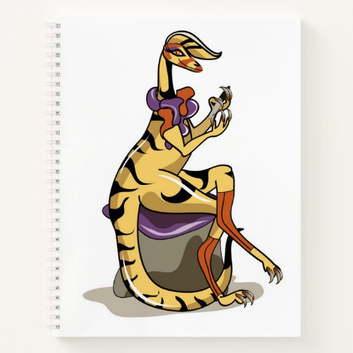 Illustration Of An Iguanodon Polishing Her Nails Notebook
