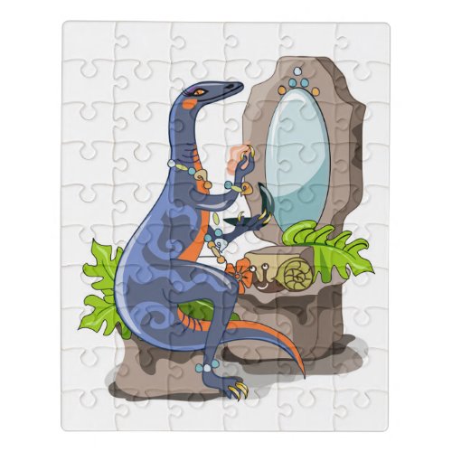 Illustration Of An Iguanodon Putting On Make_Up Jigsaw Puzzle