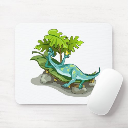 Illustration Of An Iguanodon Sunbathing Mouse Pad