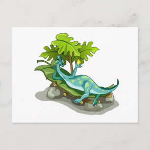 Illustration Of An Iguanodon Sunbathing. Postcard