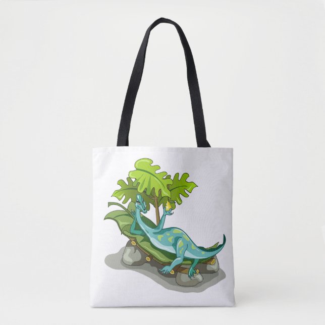 Illustration Of An Iguanodon Sunbathing. Tote Bag (Front)