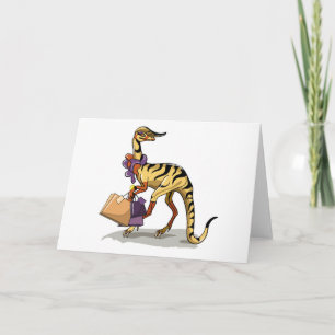 Illustration Of An Iguanodon With Shopping Bags. Card